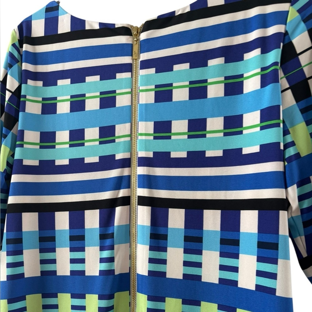 Eliza J Women's White/Black/Blue Design Mini Shift Stretchy Dress‎ Size 10 - Picture 7 of 8